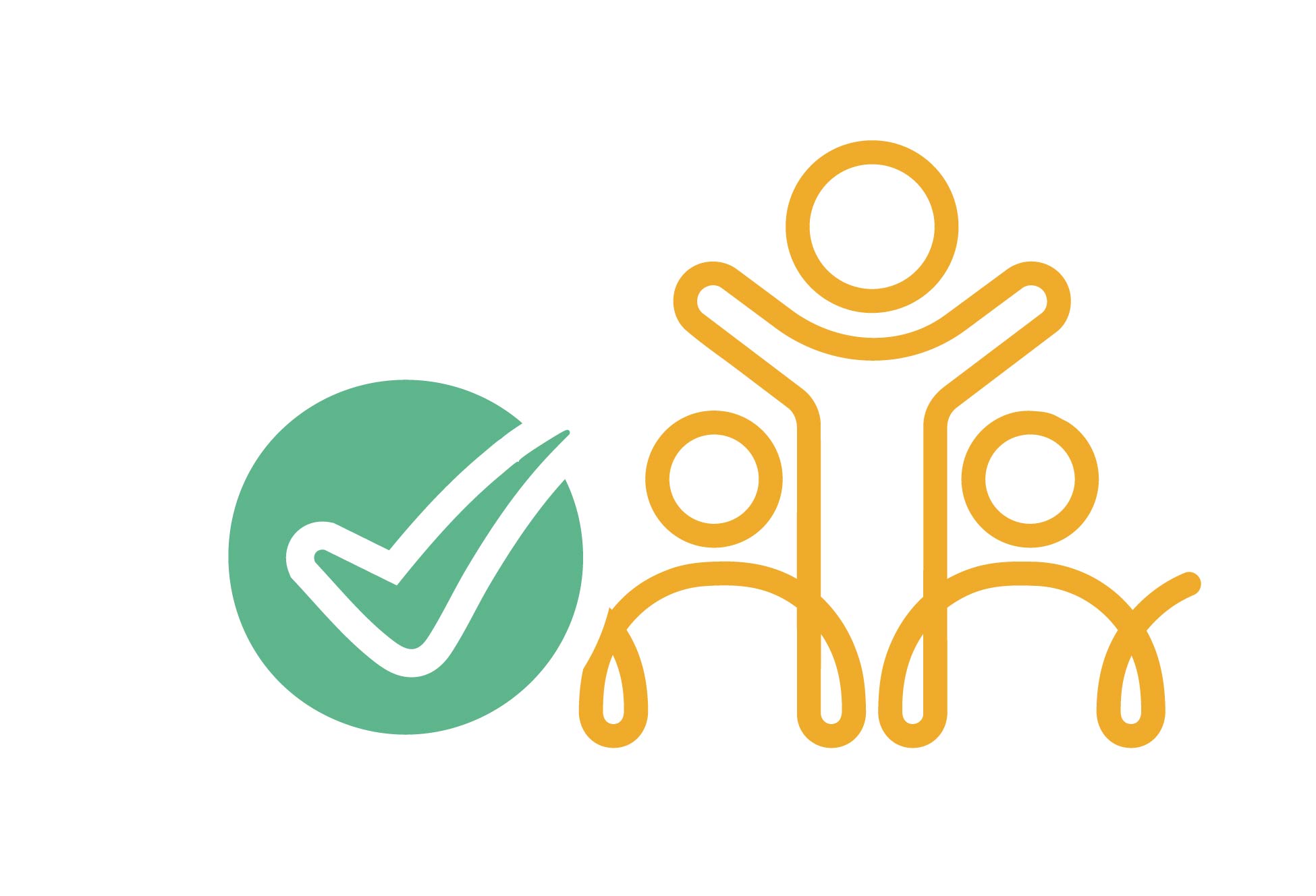 Icona di famiglia con segno di spunta verde, simbolo dei vantaggi delle convenzioni familiari